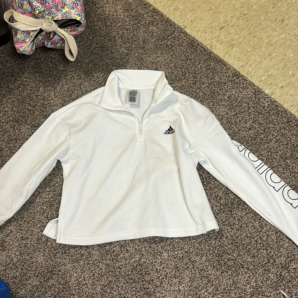 Adidas cropped white zip up